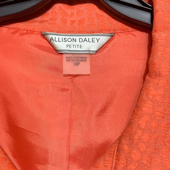 Coral Textured Women's jacket snap closure Allison Daley 16P - Picture 6 of 7